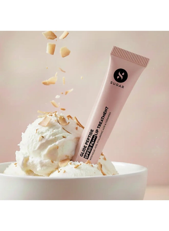 SUGAR Cosmetics Glide Peptide SPF50 PA+++ Lip Treatment | Infused Hyaluronic Acid, Ceramides & Vitamin E | Tinted Lip Balm | 10ml - 01 Coconut Crunch - Image 2
